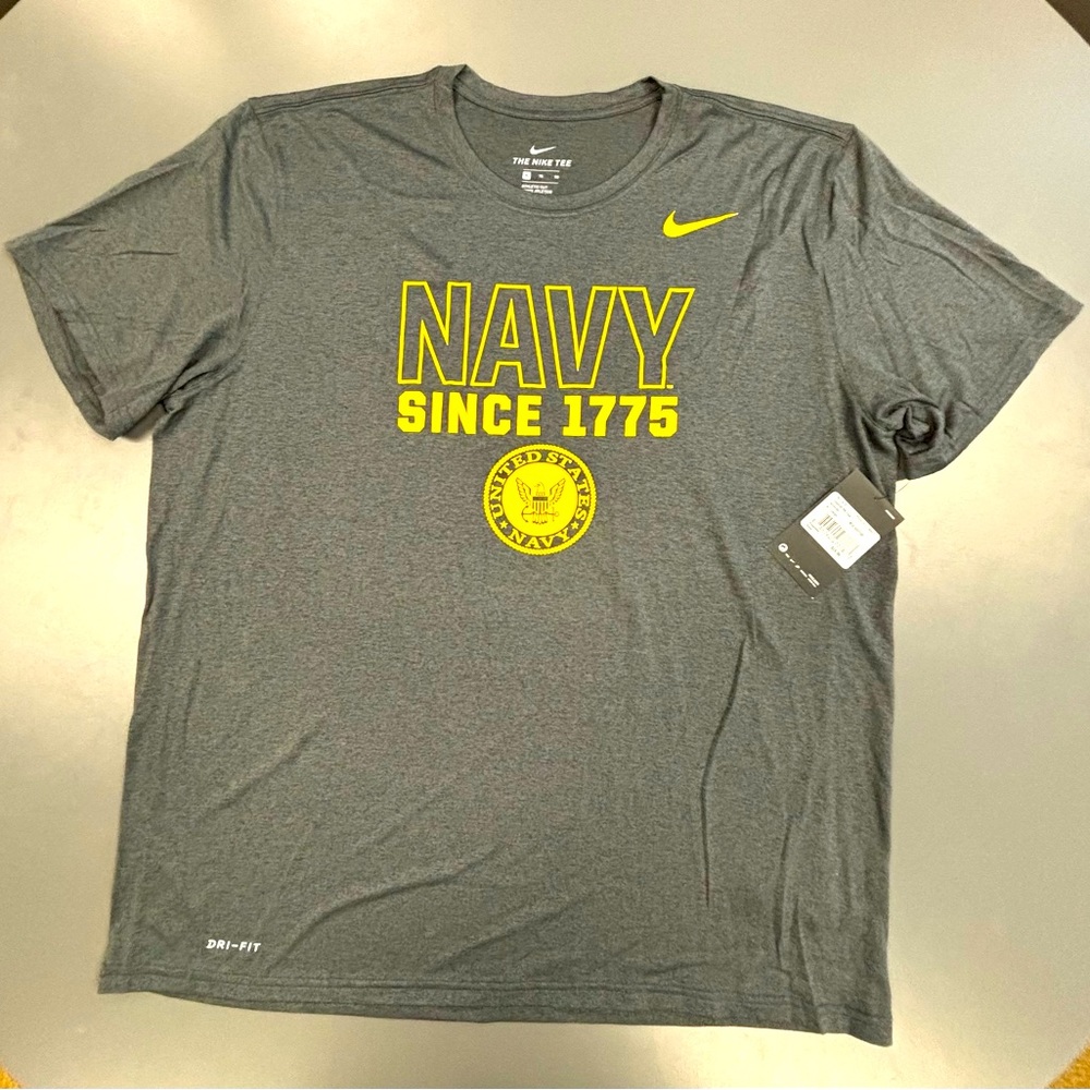 US Navy T Shirt Adult X-large Grey Nike United States Military Mens XL Tee Shirt
